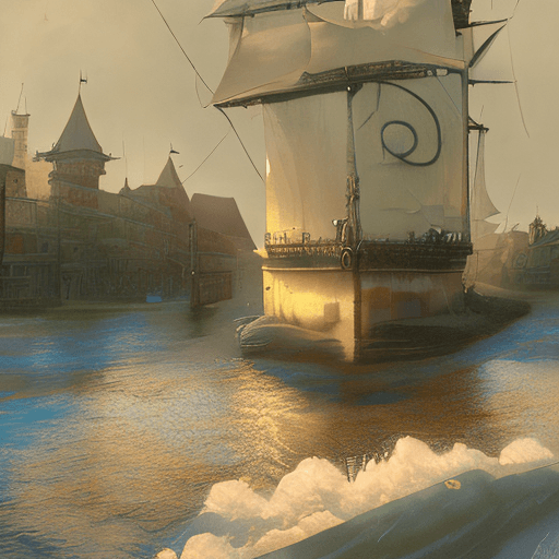 AI generated: Photo of a ultra realistic sailing ship, dramatic light, pale sunrise, cinematic lighting, battered,...