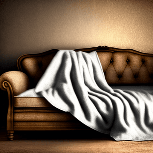 AI generated: dust sheet over a sofa in an old dimly lit 1800's German castle. style: photo realistic