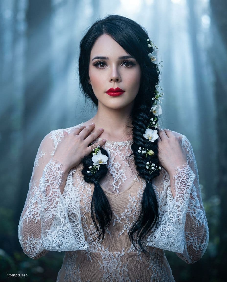 AI generated: A dreamy, ethereal outdoor fashion shot of myself, keeping my exact face unchanged. IMPORTANT: Do no...