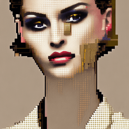 AI generated: broken pixels portrait, vogue aesthetic, gucci style. beige tones, skinny, --ar 4:5