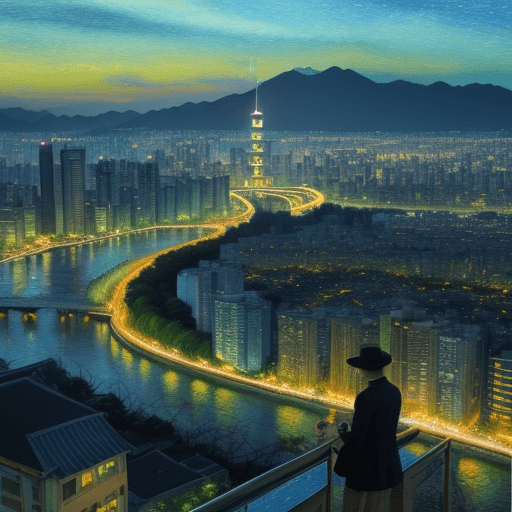 AI generated: The way what Van Gogh Vincent paint the nice view of Taipei City landmark