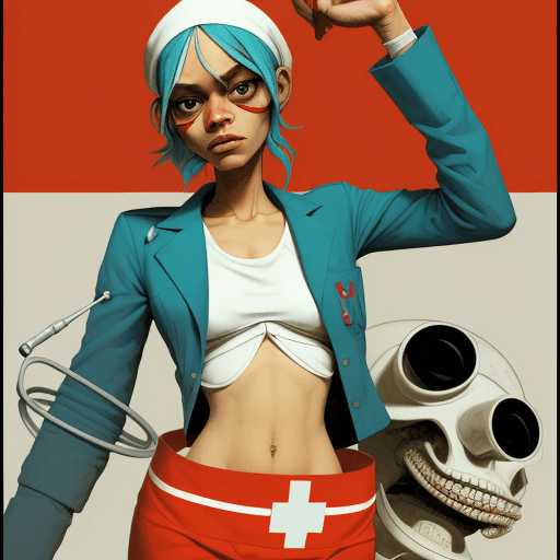 AI generated: medical girl by Jamie Hewlett