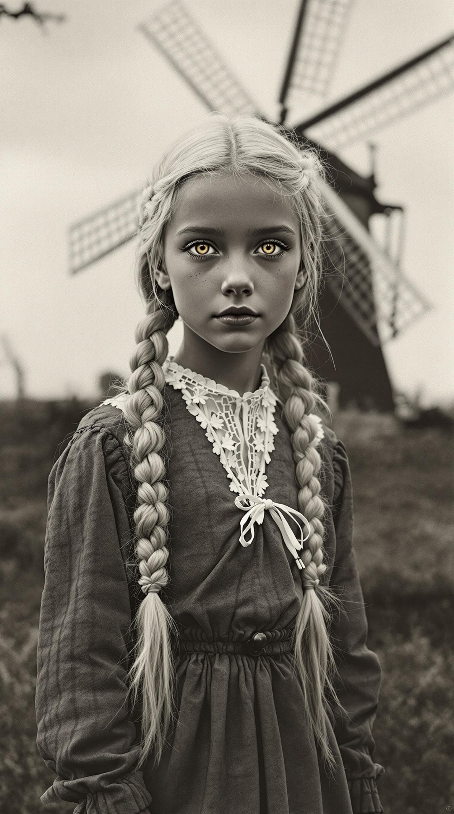 AI generated: a professional vintage black and white photo of a exceptionally of the most beautiful Dutch girl (ag...