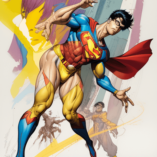 AI generated: a masterpiece, Sinbad's /superman from dc comic wearing alternate yellow costume, coy and alluring, ...