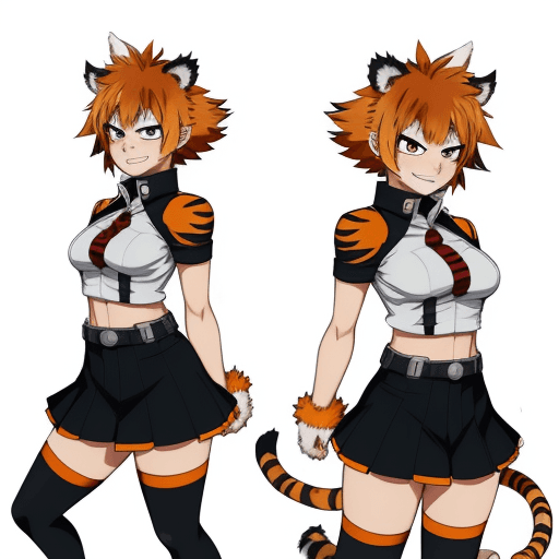 AI generated: fanime emale character design, my hero academia, MHA, BNHA, Hero costume, tiger ear and tail, short ...
