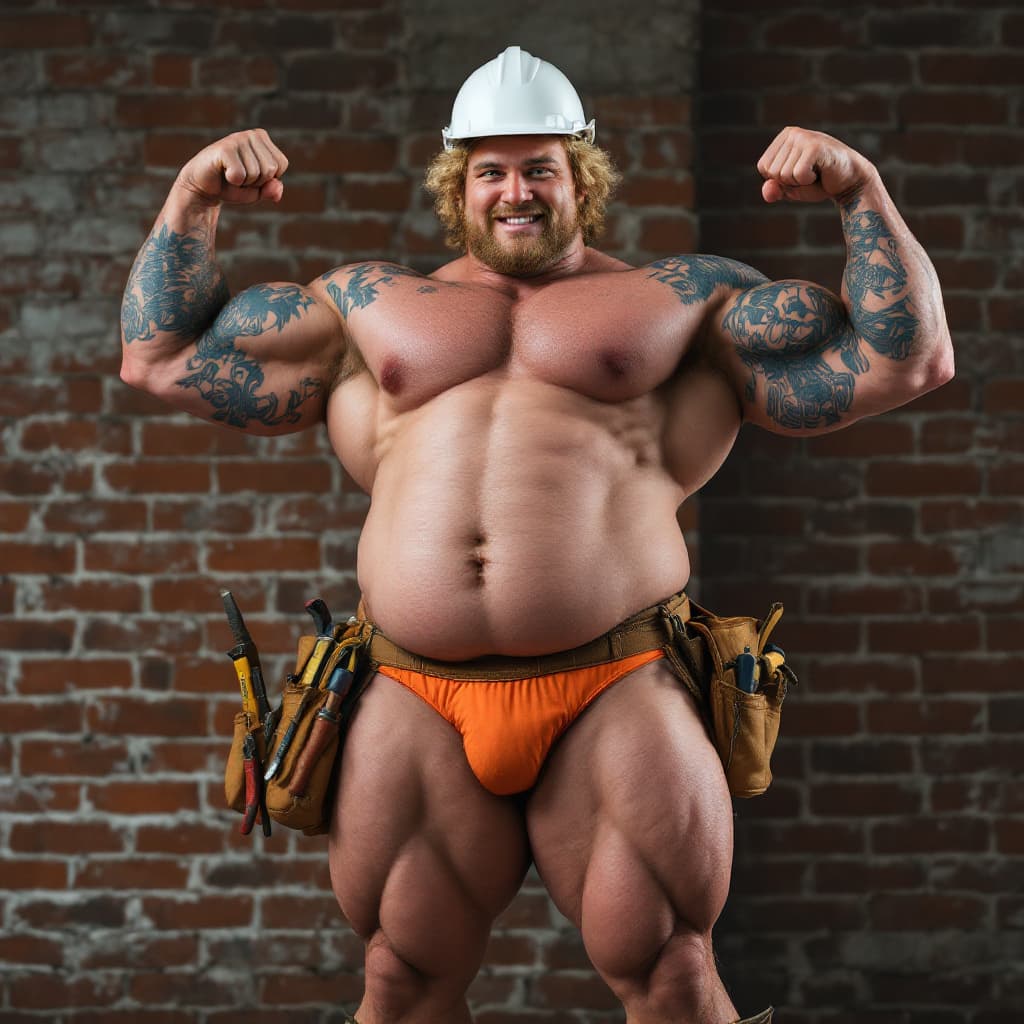 AI generated: Full body image, tall young bodybuilder, heavily tattooed, chiseled face, chiseled jawline, blonde c...