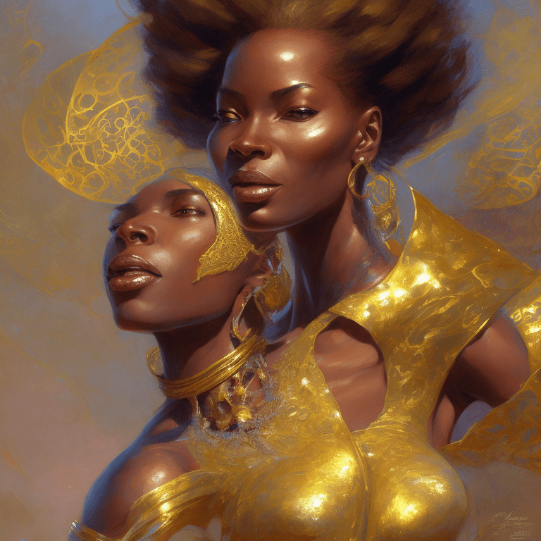 AI generated: female portrait of the african woman,  humanoid creature, picture by greg rutkowski, dynamic pose, i...