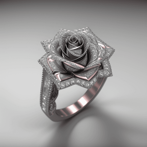 AI generated: intricate diamond rose wedding ring , render in octane —ar 2:3