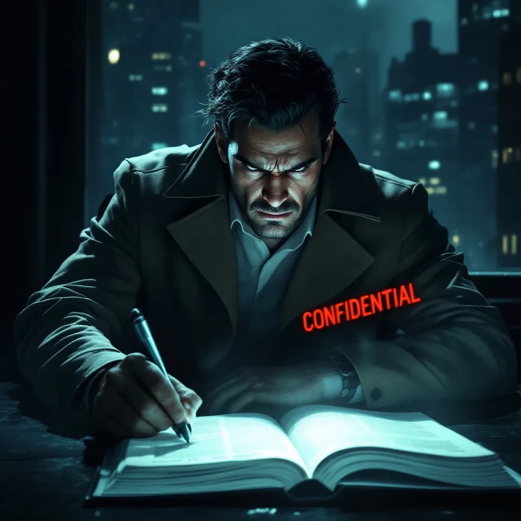 AI generated: Male detective in a trench coat, set against a noir city backdrop at night, in the style of Edward H...