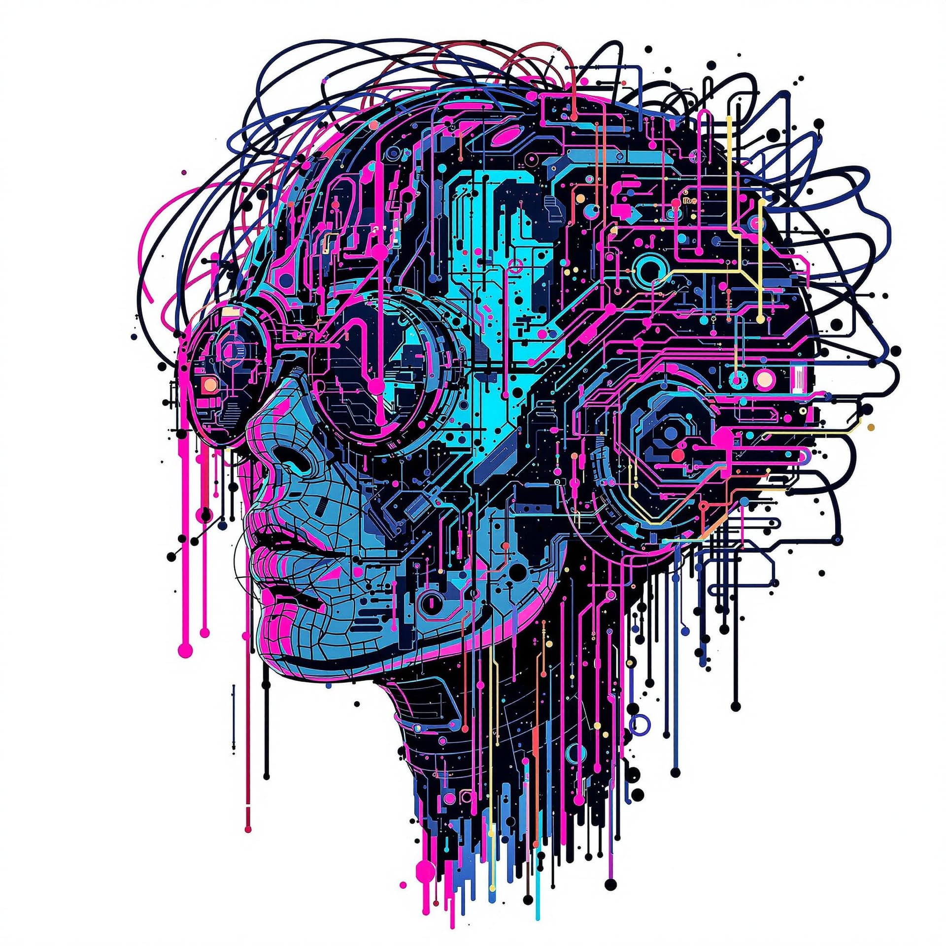 AI generated: 3d 90s rave Techno hybrid  head