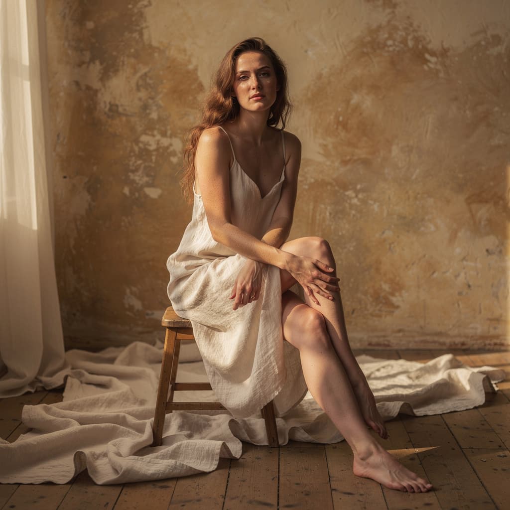 AI generated: full-body Artistic Style A refined synthesis of classical realism and modern fine art photography, e...