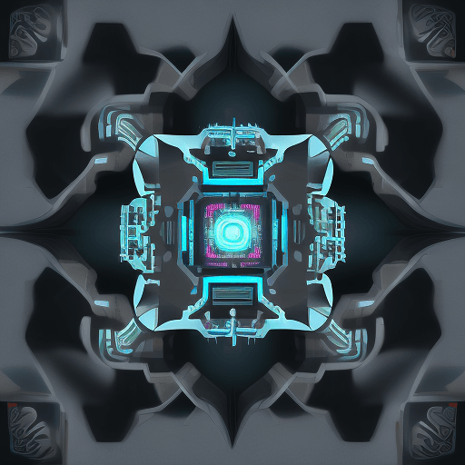 AI generated: Un robot creando un contenedor fractal de líquidos.