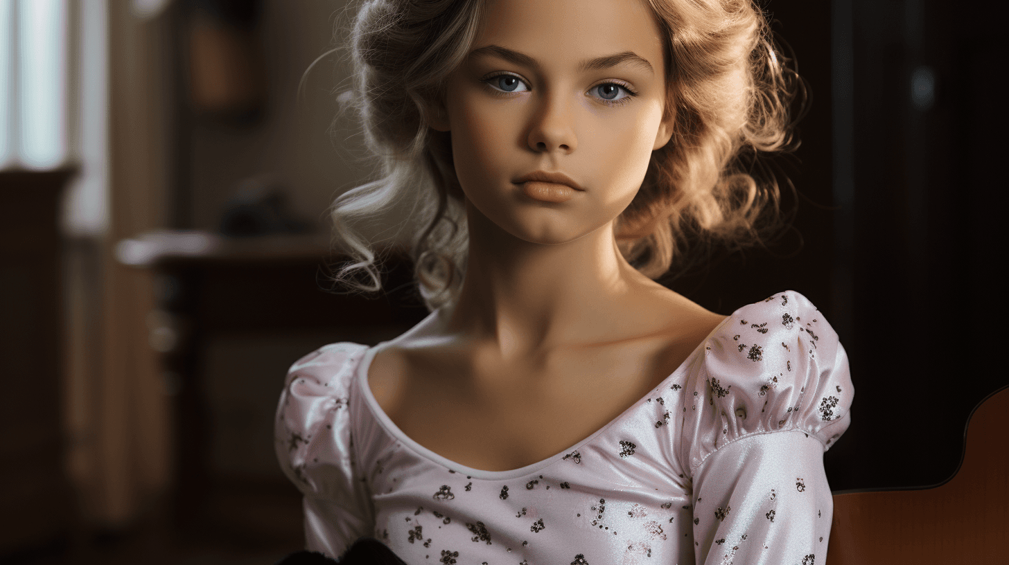 AI generated: beautiful girl 8 years old looks in the camera, blonde hair develops in the breez, add a princess ho...
