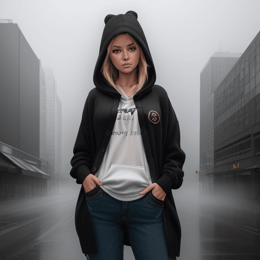 AI generated: photography, in the city, woman, natural pose, Sony α9 II, Sony FE 100-400mm f/4.5-5.6 GM OSS lens, ...