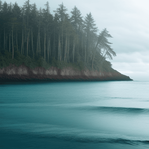 AI generated: A forest finishing in the ocean