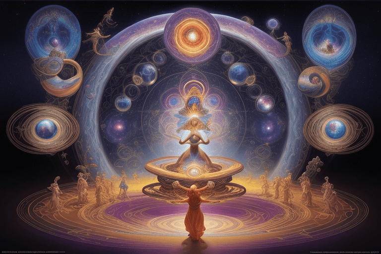 AI generated: Enter into the mesmerizing world of 'Celestial symphony,' the beginning an ancient, mystical circle ...