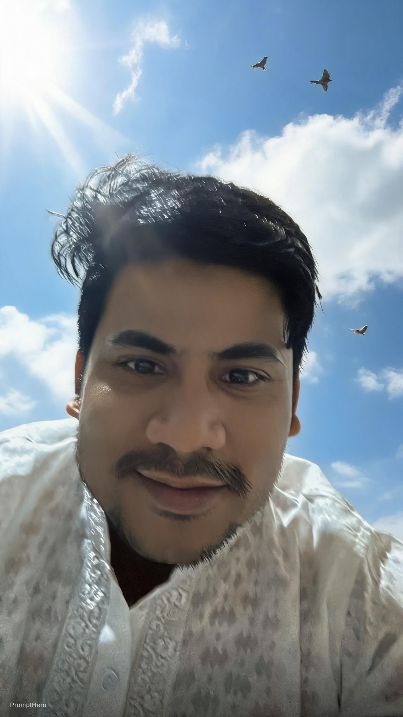 AI generated: Making a new styles pictures in the world good vibe and Sunshine plus birds