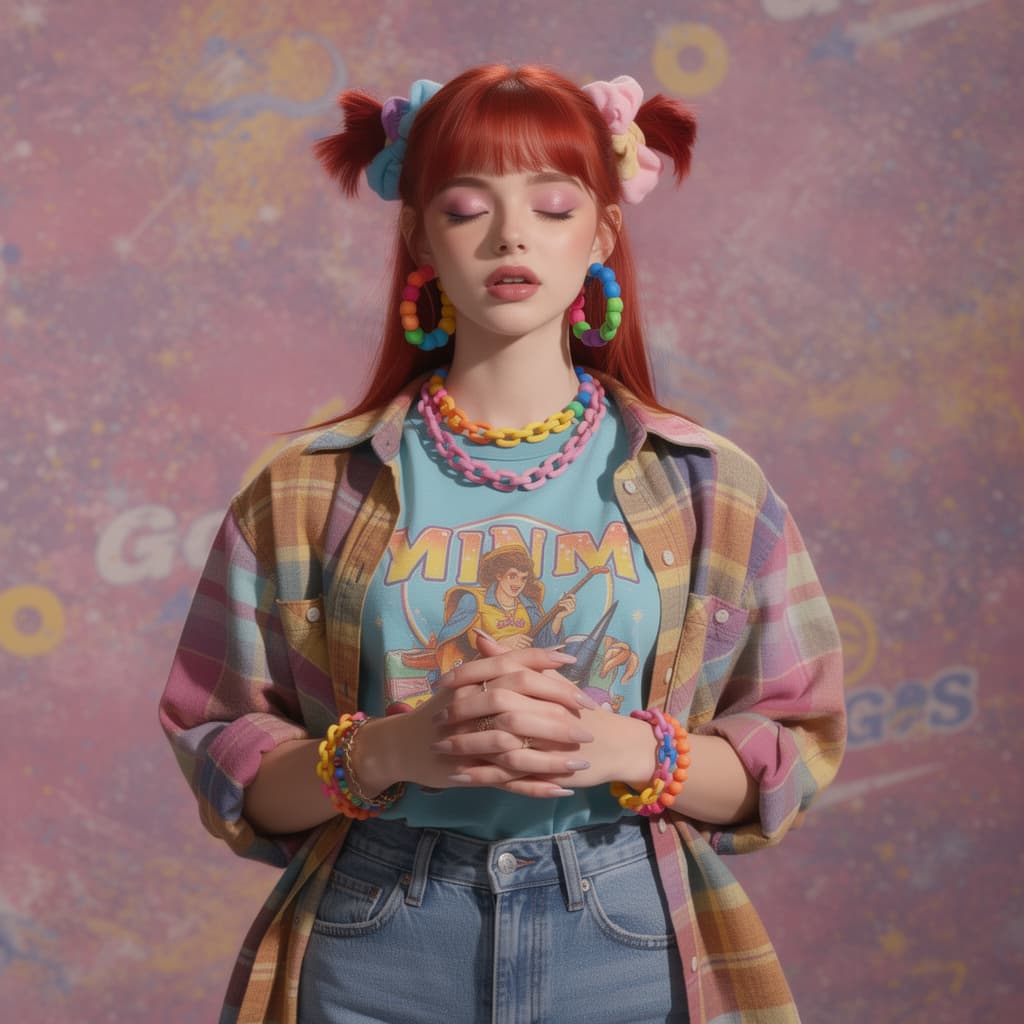 AI generated: Kooky portraits of 90’s mall teens in retro clothi...