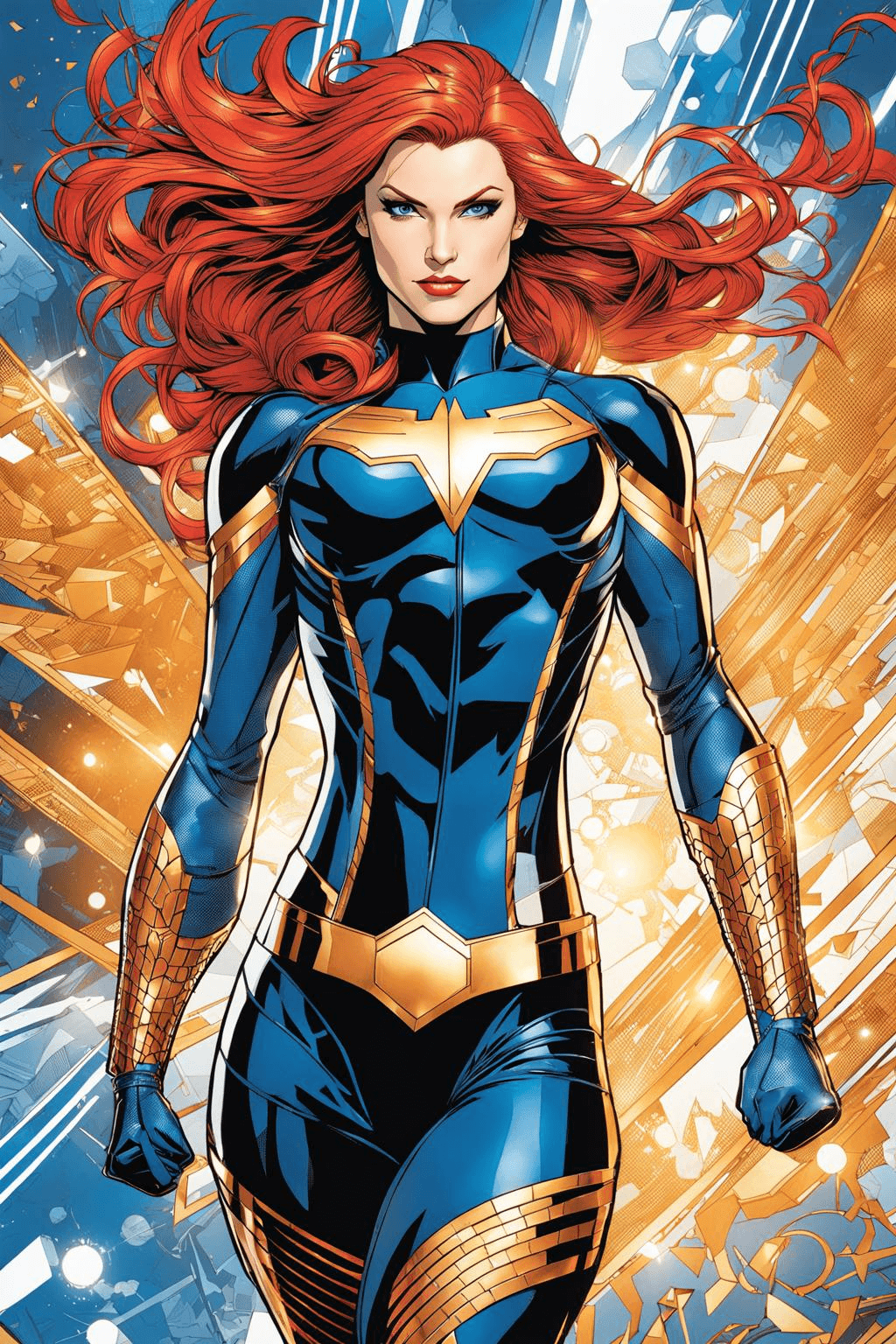 AI generated: Raw, masterpiece, highly detailed character design, comic book style, sharp outlines, Confident fema...