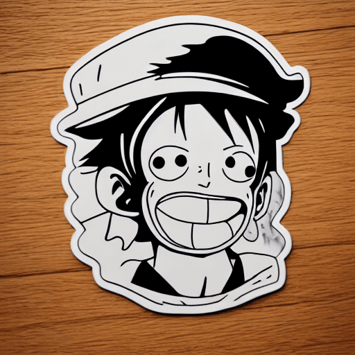 AI generated: a sticker of Monkey D. Luffy from one piece, straw hat, smirk smile, anime style, minimalist design ...