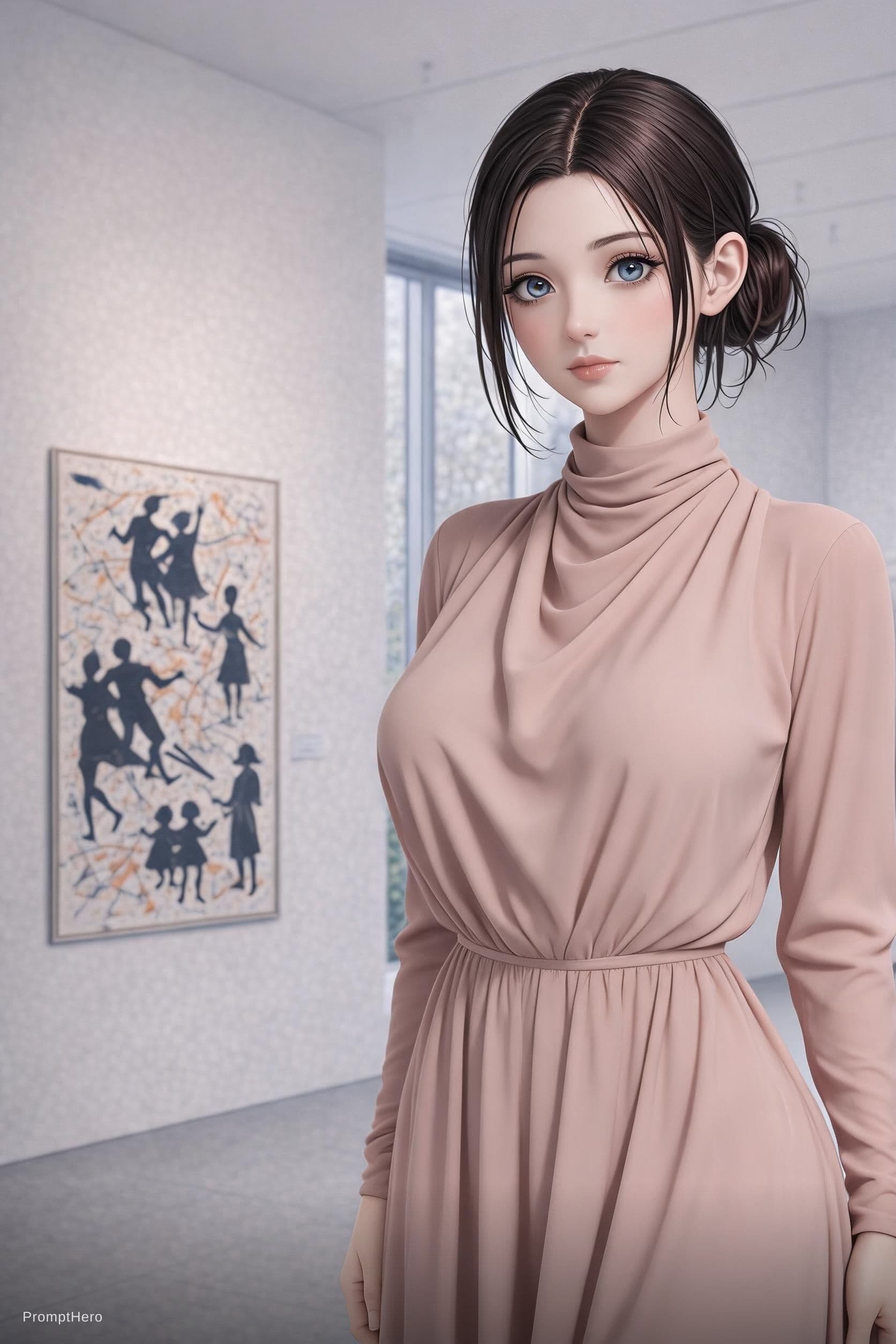 AI generated: No bra gives her a more feminine look
