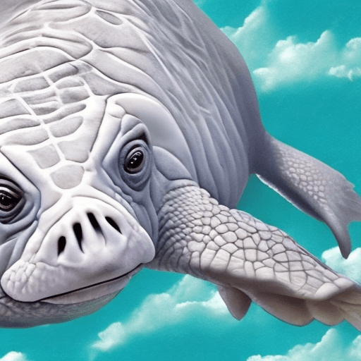 AI generated: Crea un animal manati al estilo animado con las manos alzadas al cielo, el fondo que sea en blanco