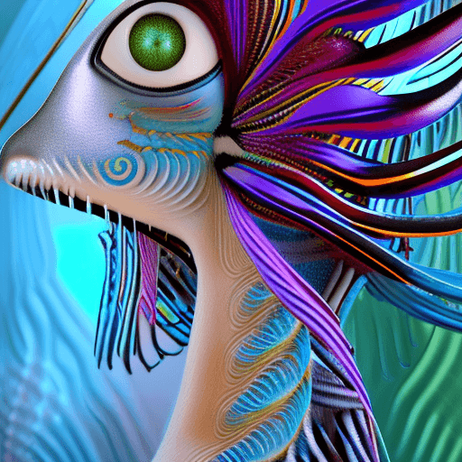 AI generated: Goddess close-up portrait ribcagel. jellyfish phoenix head, nautilus, orchid, skull, betta fish, bio...