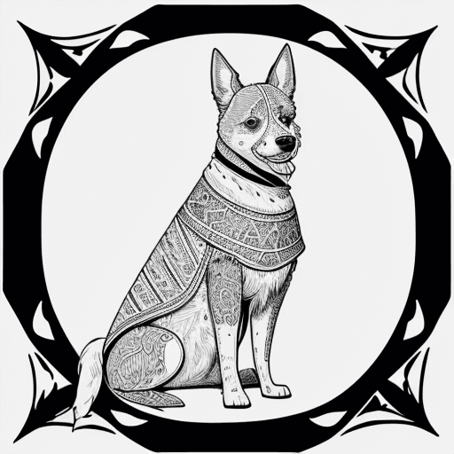 AI generated: vintage line art Simple, Blue Heeler, white background , Minimalist. Graphic design , black and whit...