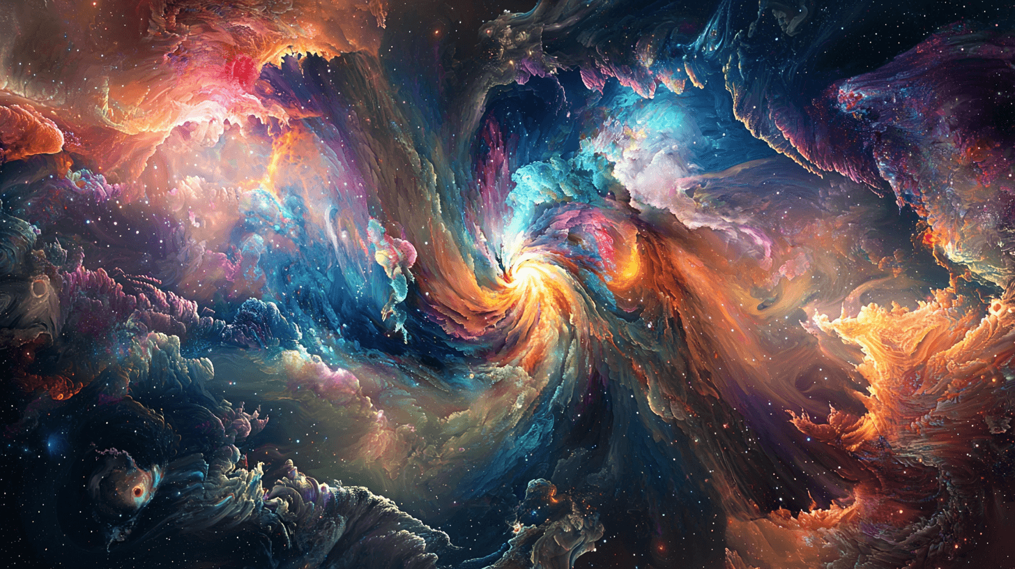AI generated: 
A cosmic journey through a psychedelic galaxy, filled with swirling nebulae, celestial bodies, and...