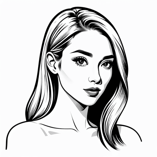 AI generated: Woman, b/w outline art, full white, white background, coloring style, Sketch style, Sketch drawing