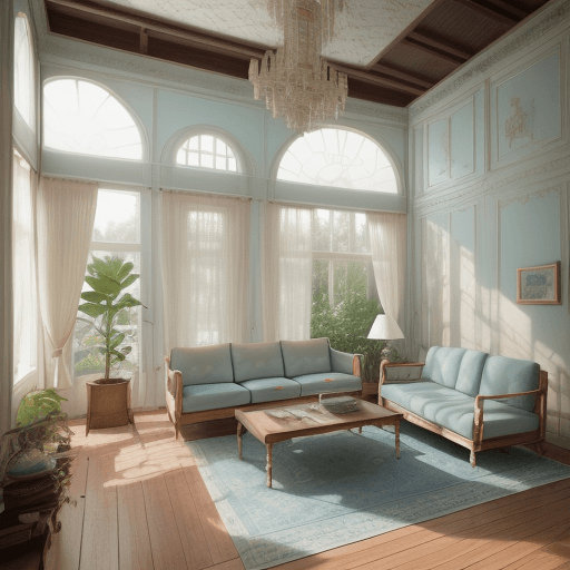 AI generated: High resolution photography interior design, dreamy sunken living room conversation pit, wooden floo...