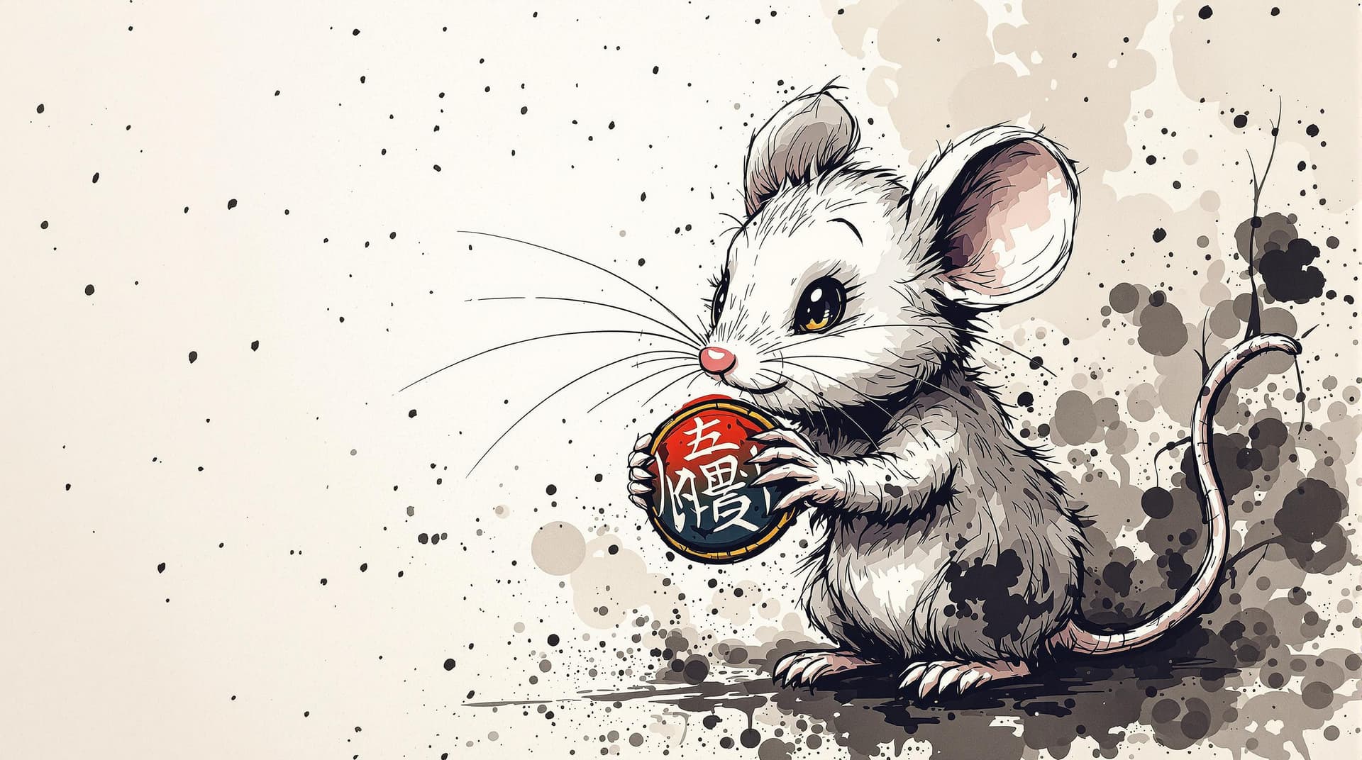 AI generated: exquisite，best quality, original, wallpaper,  complicated_background,ink style background， a cute Mo...