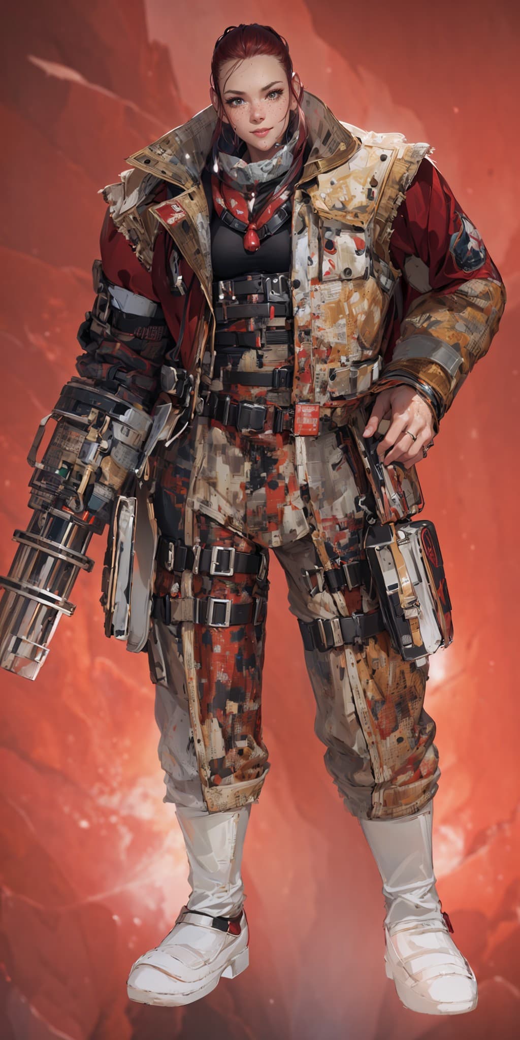 AI generated: ((Full Body)) Professional Photography of a woman dressed as ((Barret Wallace)) ((African)) from Fin...