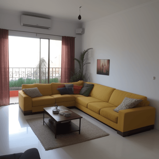 AI generated: Sentado en el sofá de mi casa, con postura cómoda