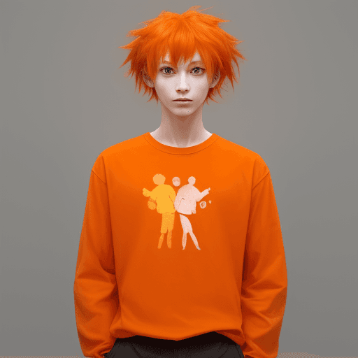 AI generated: a human with orange hairs and clothes