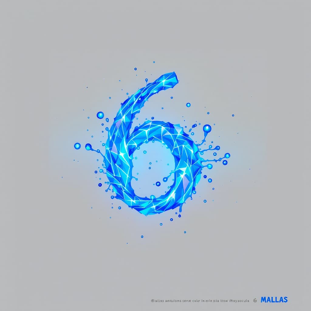AI generated: escribir 6 MALLAS  bioluminiscente color azul en letra mayuscula 
