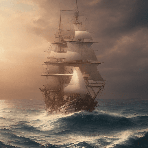 AI generated: Photo of a ultra realistic sailing ship, dramatic light, pale sunrise, cinematic lighting, battered,...
