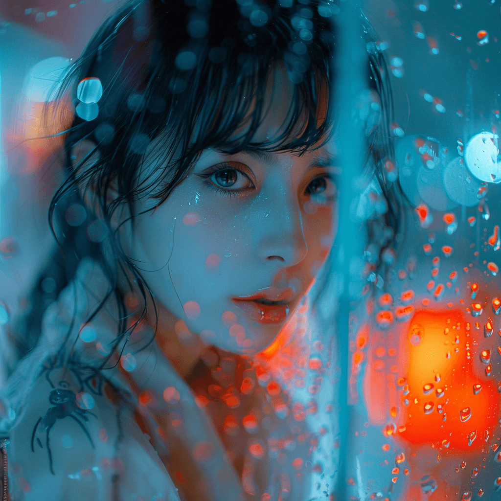 AI generated: a woman in the style of cyberpunk realism, tokina at-x 11-16mm f/2.8 pro dx ii, dark turquoise and l...
