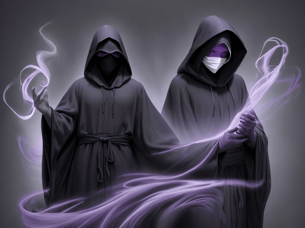 AI generated: The image depicts a person wearing a long, flowing robe with a hood that covers their head and face,...