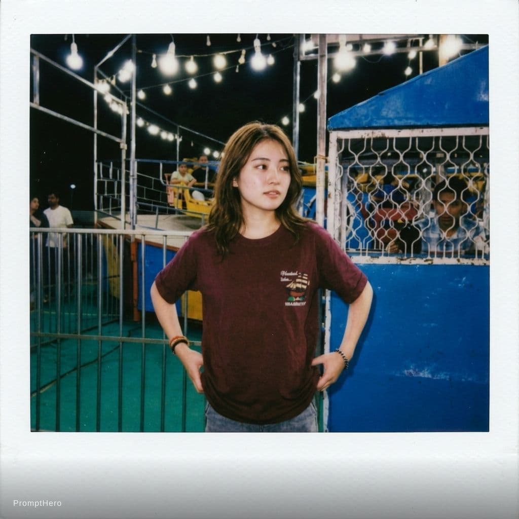 AI generated: Japanese girl, 18-21 years old, brown hair, high-quality photo portrait, shot on a Polaroid camera, ...
