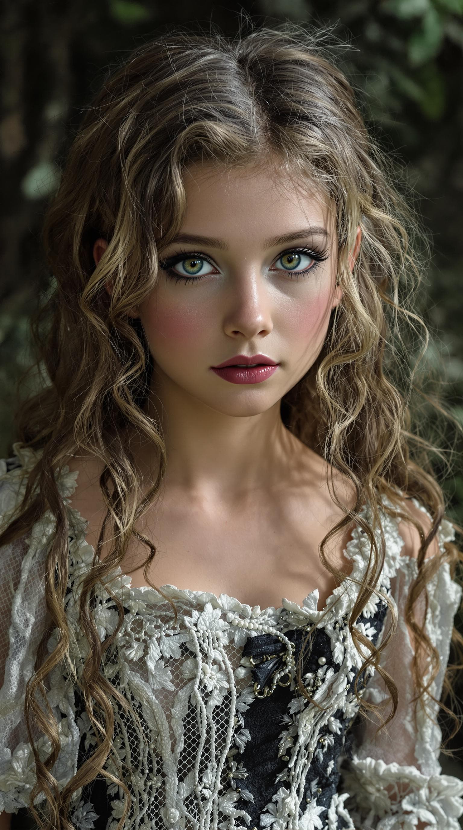 AI generated: a professional photo of a exceptionally beautiful girl in the world (age 11), (eleven year old) vamp...