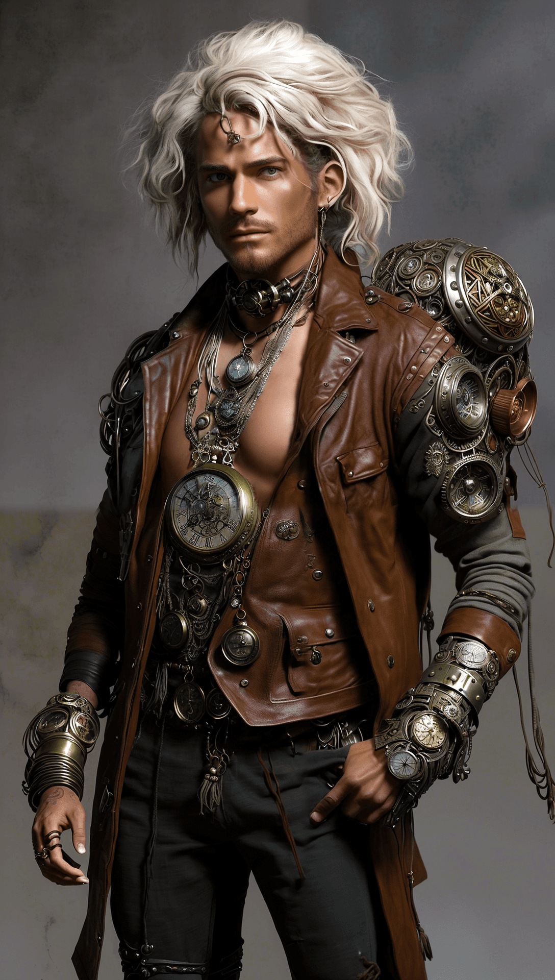 AI generated: Craft a character design concept for a time-traveling explorer navigating the intricate tapestry of ...