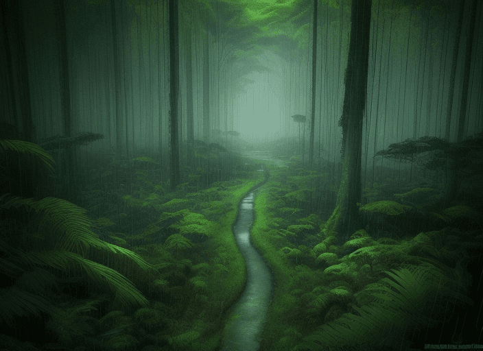 AI generated: ((A R T)) word, forest landscape, rain forrest, text mix background), setting top view, word (Infec...
