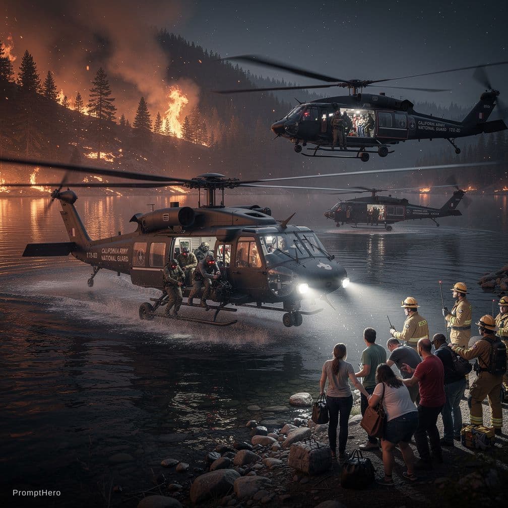 AI generated: 5. Members of the California National Guard Evacuate and Rescue Hundreds Trapped by Wildfires

In Se...