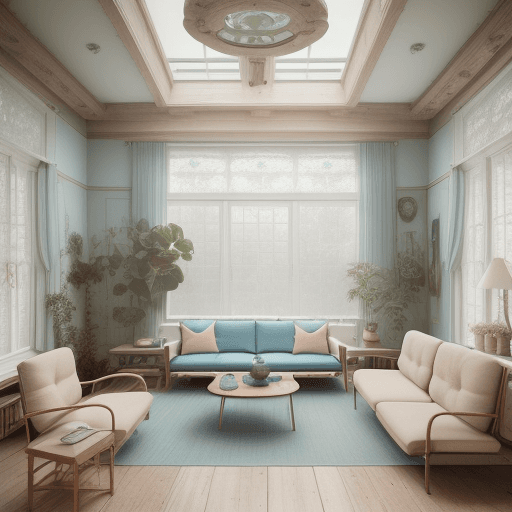 AI generated: High resolution photography interior design, dreamy sunken living room conversation pit, wooden floo...