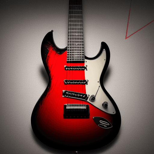 AI generated: hyperrealistic logo YBA, red color, black background, black and red electric guitar

