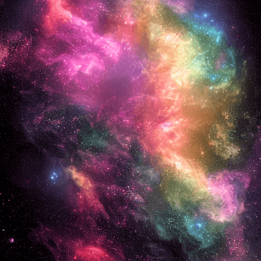AI generated: galaxies, spirals, space, nebulae, stars, smoke, iridescent, intricate detail, in the shape of a rab...