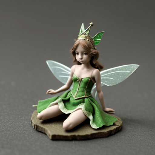 AI generated: A small fairy queen, no more than 5 inches tall, with a small green fairy dress. She is spreading he...