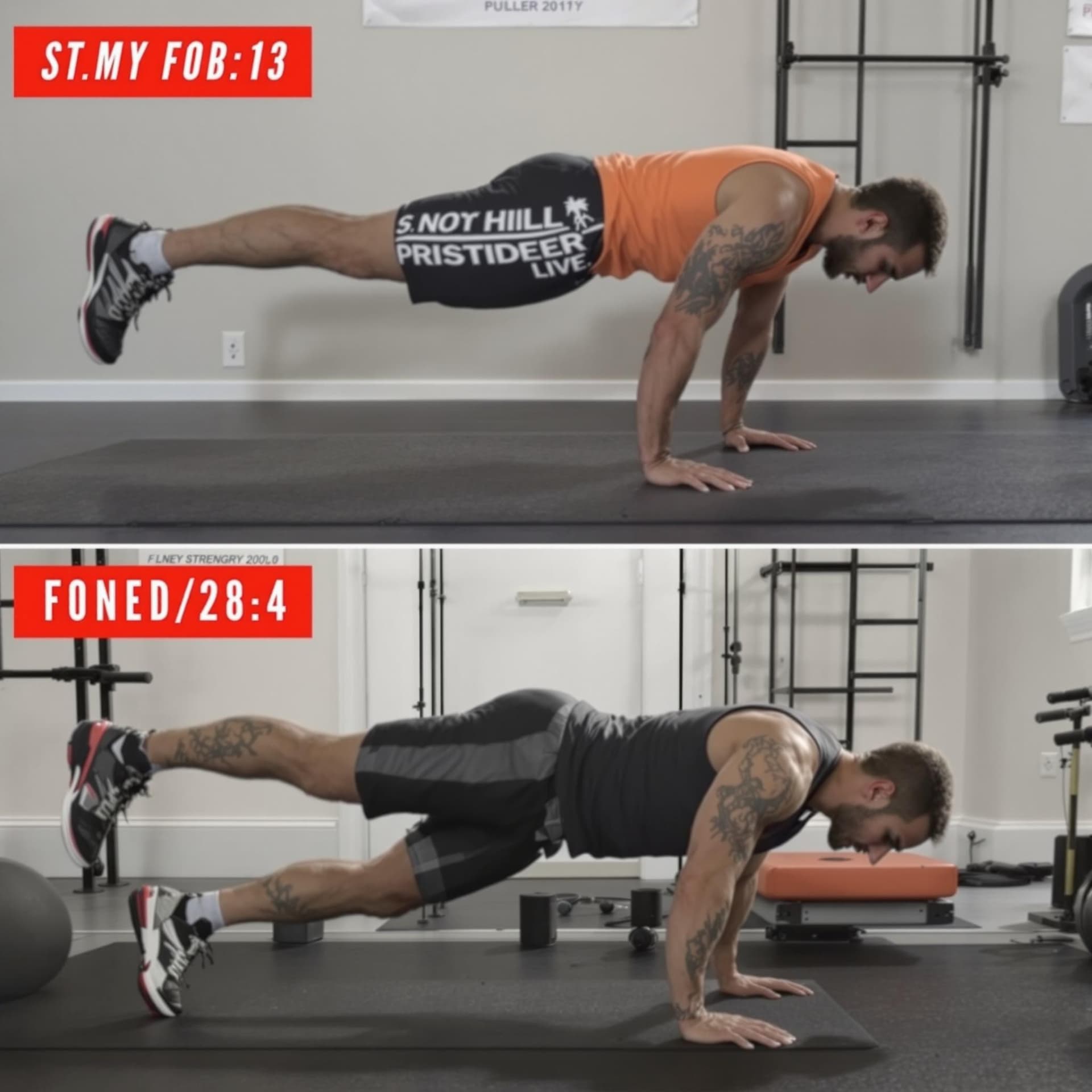 AI generated: "A time-lapse progression of a person starting with a single push-up, gradually building strength ov...