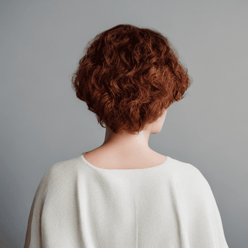 AI generated: Portrait of a beautiful lady, with natural color hair, view from back, film grain, high quality, stu...